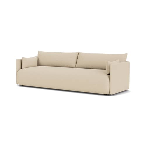 Canapé droit Offset tissu blanc / 3 places - L 228 cm - Audo Copenhagen - Logan Sand / Ecru - Mousse HR, Pin, Ressorts acier, Tissu Logan