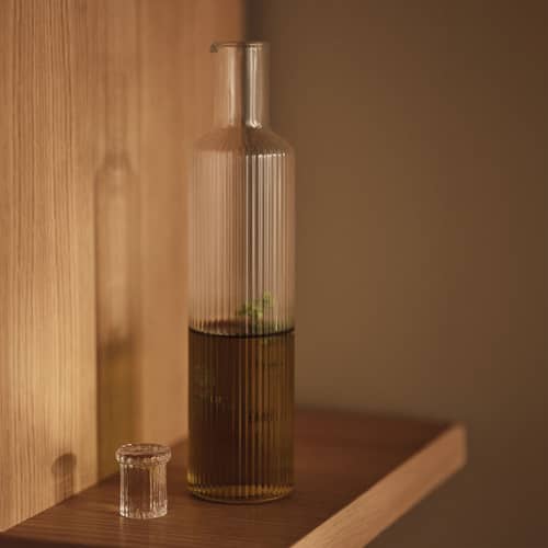 Ripple Oil bottle glass transparent / 30 cl - Ferm Living - Transparent - Mouth blown glass