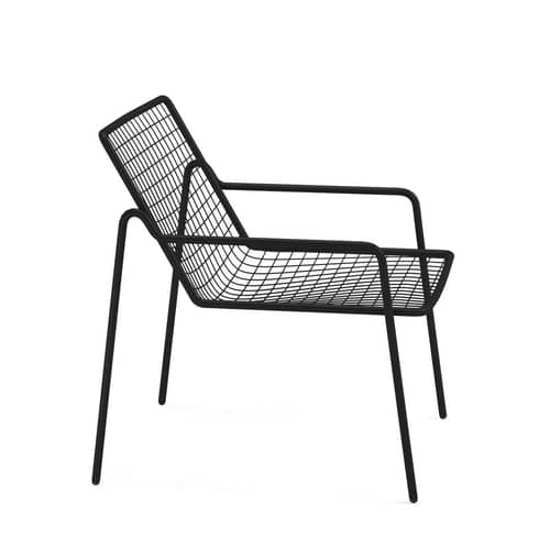 Poltrona bassa impilabile Rio R50 metallo nero / Metallo - Emu - Nero - Acciaio