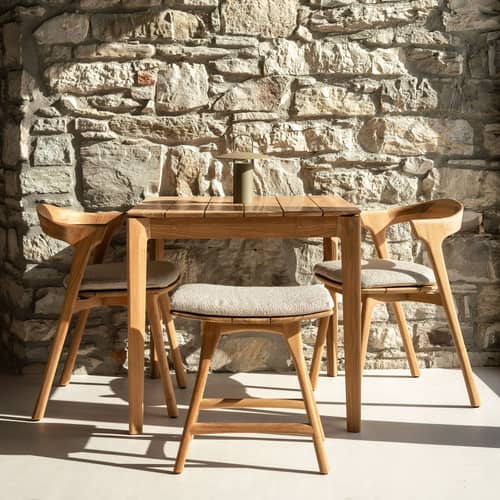 quadratischer Tisch Bok OUTDOOR holz natur / 80 x 80 cm - 4 Personen - Ethnicraft - 80 x 80 cm - Massives Teakholz