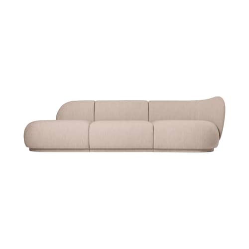 Sofa modulierbar Rico textil beige / Zentrales Modul - Ferm Living - Zentrale - Holz, Schaumstoff, Schlingenpol