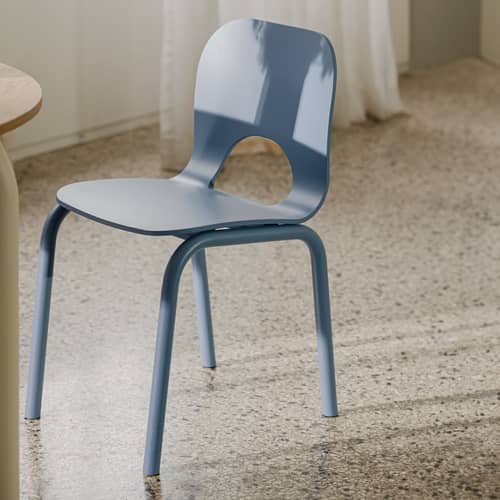Stuhl Atto holz blau - NOO.MA - Blau Vereist - FSC-zertifiziertes Sperrholz, Stahl
