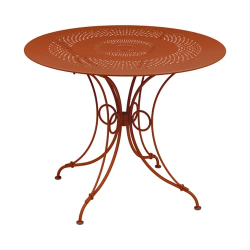Table ronde 1900 / Ø 96 cm - Trou parasol / 5 personnes - Fermob - Orange confite - Acier