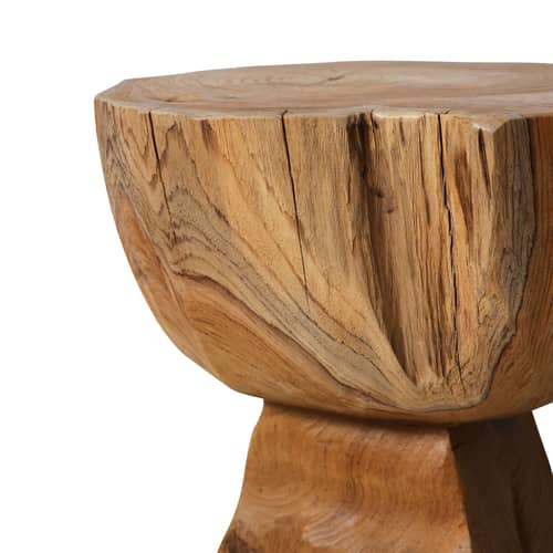 Tabouret Arched bois naturel / Ø 42 x H 43 cm - HK LIVING - Arched - Teck massif