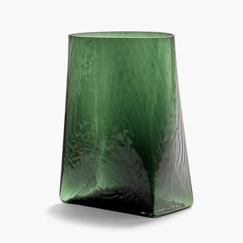 Vase Josephine 03 verre vert / Vase + tube-soliflore - Serax - Vase vert / Tube chromé - Verre