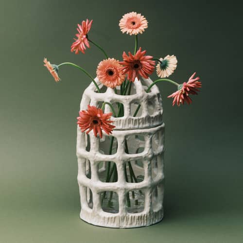 Vase Pique-Fleurs céramique blanc - Serax - Blanc - Grès, Verre