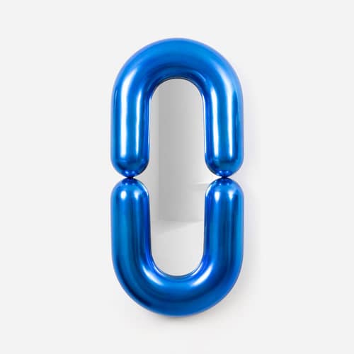 Zodiac Bumper Large Wall mirror ceramic blue / W 55 x H 110 cm - Jean-Baptiste Fastrez, 2020 - Moustache - Metallic blue - Ceramic, Glass