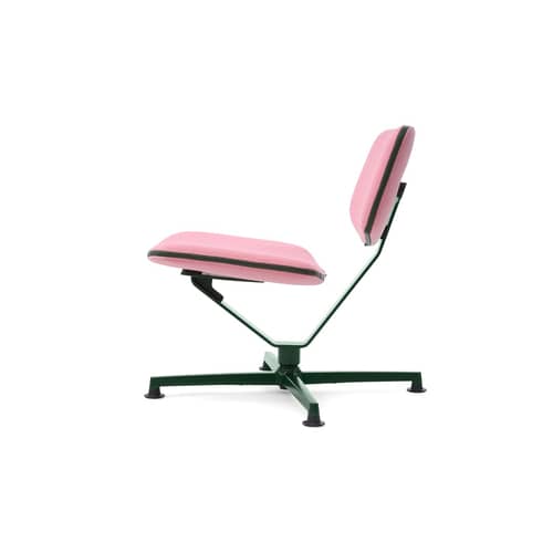 Poltrona girevole Arba tessuto rosa / Tessuto - Bouroullec, 2024 - raawii - Rosa (Vidar 0622) / Base Verde scuro - Acciaio, Alluminio, Compensato, Espanso, Tessuto Kvadrat