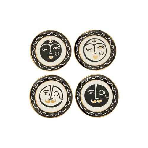 Set de 4 assiettes à dessert Marseilles céramique / Ø 16,5 cm - Jonathan Adler - Set de 4 assiettes à dessert Marseilles céramique / Ø 16,5 cm - Or véritable, Porcelaine