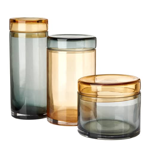 Boccale Large vetro arancione grigio / Set di 3 - Vetro soffiato a bocca - Pols Potten - Grigio & Ambra - Vetro soffiato a bocca