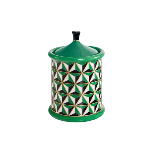 Boîte Versailles céramique vert / Ø 11 x H 16 cm - Jonathan Adler - Vert / H 16 cm - Porcelaine