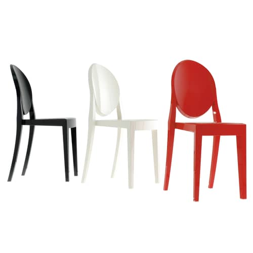 Chaise empilable Victoria Ghost plastique noir / Polycarbonate 2.0 - Philippe Starck, 2005 / Seconde vie - Kartell - Noir opaque - Polycarbonate 2.0