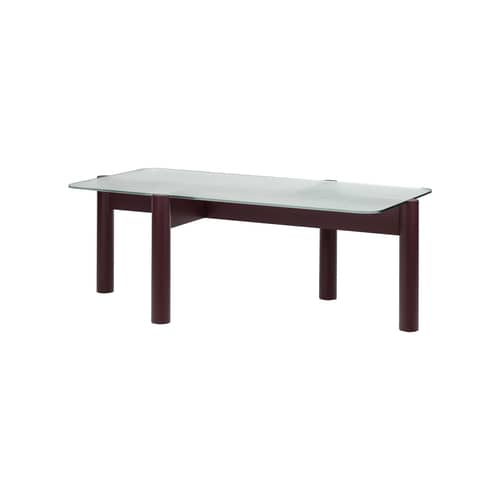 Kob Coffee table glass red / 105 x 55 x H 40.5 cm - NOO.MA - Blueberry wine / Glass - FSC-certified solid beech wood, Soak glass