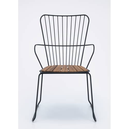Fauteuil Paon métal noir bois naturel / bambou - Houe - Fauteuil / Noir - Acier revêtement poudre, Bambou