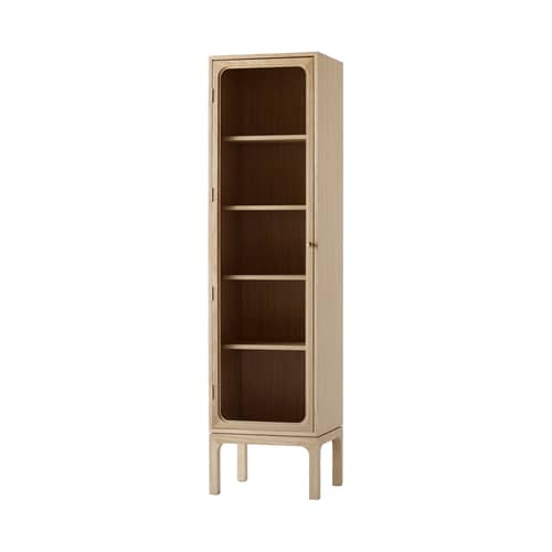 Geschirrschrank Trace Single SC87 holz natur / L 50 x H 192 cm - &tradition - Eiche natur - Eichenfurnier, massive Eiche, Massives Messing