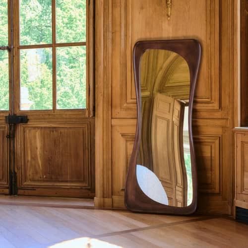 Wandspiegel Kalahari holz braun / 79,6 x H 180 cm - NV GALLERY - Nussbaumfarben -  Verre miroir, Paulownia-Holz