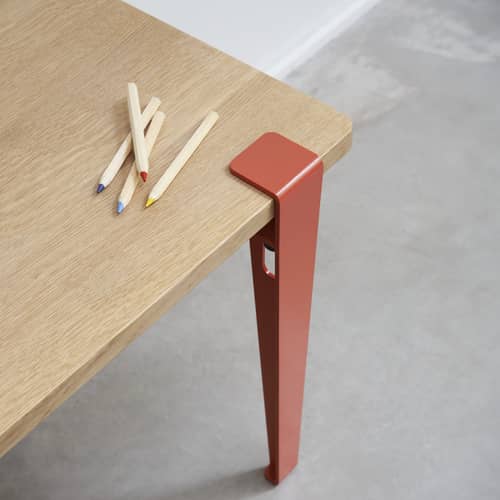 Kinderschreibtisch  holz rosa / 70 x 50 cm - Eiche - TIPTOE - Eiche / Füße Rosa Flamingo - Ökozertifizierte Massiveiche, thermolackierter Stahl