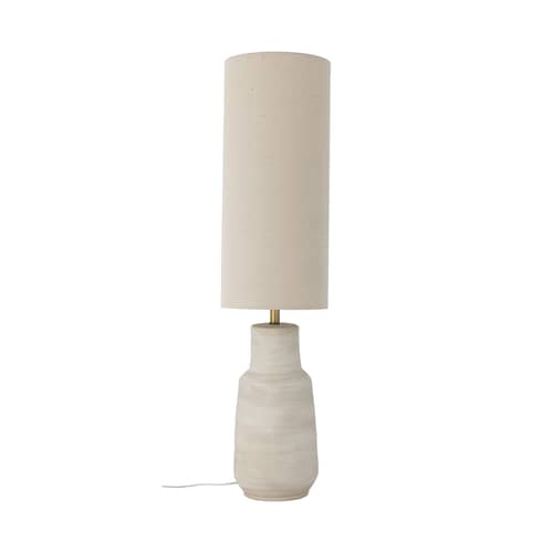 Lampada a stelo Linetta ceramica beige / H 113 cm - Gres & lino - Bloomingville - Beige - Gres, Lino