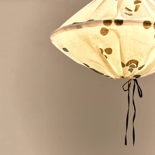 Yumi Lampshade textile black / Ø 50 x H 30 cm - Linen - NOBODINOZ - Black / Polka Dots - Iron, Linen