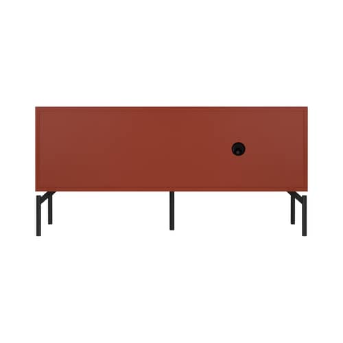 Meuble TV Met Mini bois orange / L 116 x H 55 cm - NOO.MA - Terracotta - Acier, Mélamine, Verre texturé