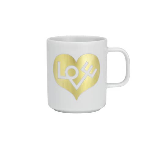 Mug Love Heart céramique or / Motif by Alexander Girard (1971) - Vitra - Or - Porcelaine