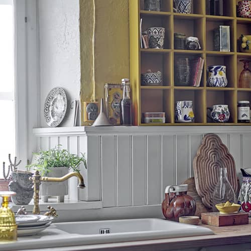 Mug Maxima céramique bleu / Ø 9,5 x H 11,5 cm - 510 ml - Bloomingville - Motif 2 / Bleu & jaune - Grès émaillé