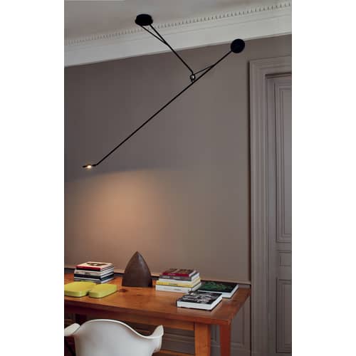 Pendelleuchte Aaro LED metall schwarz / L 162 cm - beweglicher Arm - DCW éditions - Schwarz - eloxiertes Aluminium, Stahl