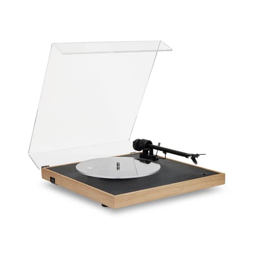Platine vinyle Square CC - La Boîte Concept - Chêne / Cuir noir - Aluminium, Chêne, Cuir, MDF