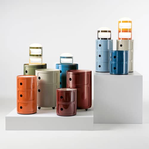 Rangement Componibili New Big plastique orange / 2 tiroirs - Ø 42 x H 61,5 cm - Kartell - Orange - ABS