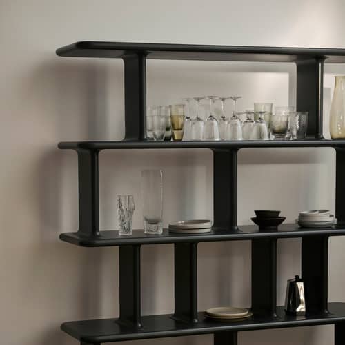 Regal Archivo JH45 by Jaime Hayon holz grau / B 140 x H 168 cm - &tradition - Dunkelgrau - lackierte Holzfaserplatte