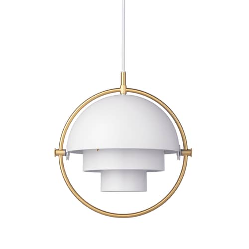 Suspension Multi-Lite Small métal blanc / Ø 25 cm - Modulable & orientable / Réédition 1972 - Gubi - Blanc / Cercle laiton - Métal