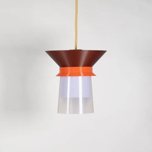 Suspension Romi / Ø 20  x H 22 cm - Plastique recyclé / Fabriqué en France - Warren & Laetitia - Marron / Orange / Lilas / Jaune pastel - Bioplastique, Plastique recyclé