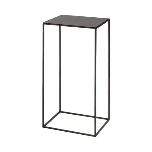 Table basse Slim Irony métal noir / 31 x 31 x H 64 cm - Zeus - Plateau phosphaté noir / Pied noir cuivré - Acier