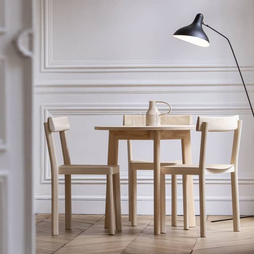 Table ronde Galta Tripod bois naturel / Ø 80 cm - KANN DESIGN - Frêne naturel - Frêne massif, Placage frêne