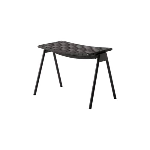 Tabouret Ville AV46 tissu noir - &tradition - Noir chaud - Acier thermolaqué, Sangles polyester