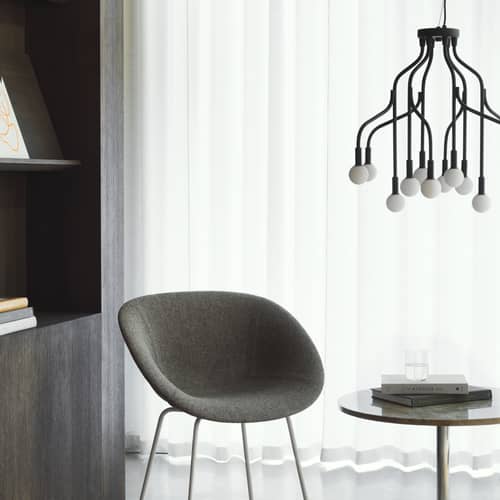 Vekst Small Pendant metal black / Ø 62 x H 54 cm - 12 branches (Bulbs included) - Normann Copenhagen - Black - Opal Glass, Powder coated steel