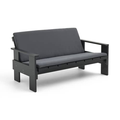 Accessoire  tissu gris / Coussin intégral outdoor - Pour canapé de jardin Crate Lounge sofa - Hay - Anthracite - Mousse polyuréthane, Tissu oléfine