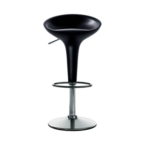 Sgabello alto regolabile Bombo metallo materiale plastico grigio nero /Girevole - H da 50 a 73 cm - Magis - Grigio antracite - ABS, Acciaio cromato