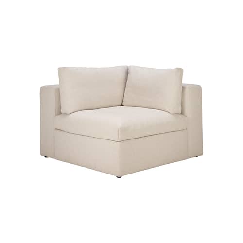 Canapé modulable Mellow tissu blanc / Module angle - Ethnicraft - Angle - Bois, Mousse à mémoire de forme, Tissu