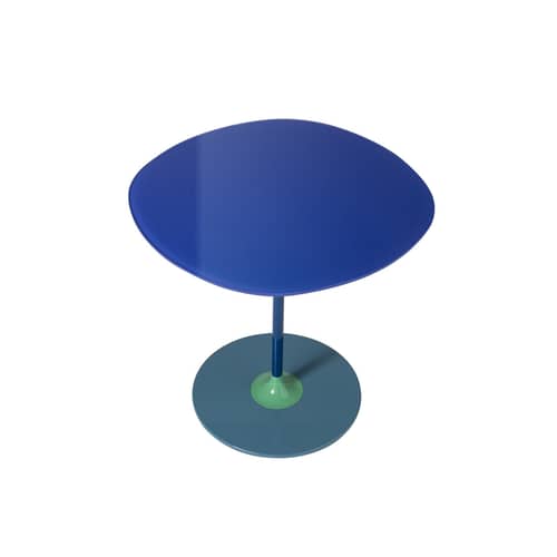 Thierry End table glass blue / 45 x 45 x H 45 cm - Glass - Kartell - Blue - Painted steel, Soak glass