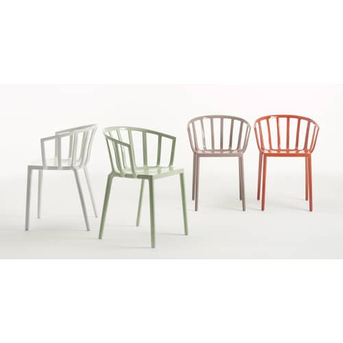 Fauteuil empilable Generic AC Venice plastique rouge orange / brillant - Kartell - Rouge orangé brillant - Polycarbonate
