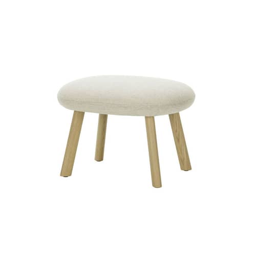 Set fauteuil & repose-pieds HAL Lounge / Jasper Morrison, 2021 - Vitra - Beige (tissu Dumet) - Chêne, Mousse polyuréthane, Plastique renforcé de fibre de verre, Tissu