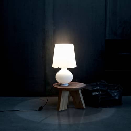 Lampe de table Fontana 1853 Medium / H 53 cm - Max Ingrand, 1954 - Fontana Arte - Blanc - Métal peint, Verre soufflé satiné