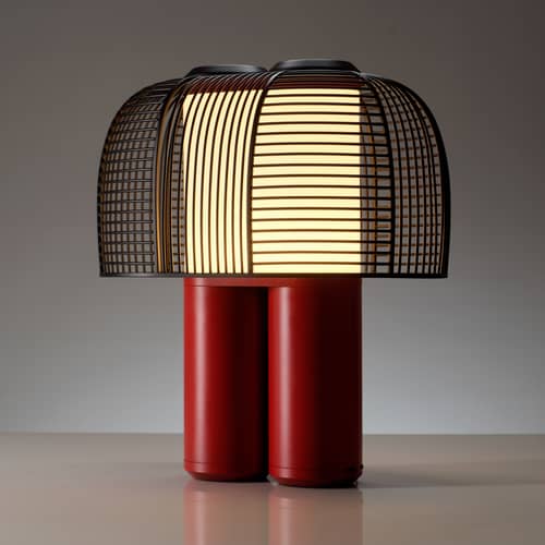 Lampe de table Yasuke métal noir / L 39,5 x H 43 cm / Seconde vie - DCW éditions - Rouge / Abat-jour noir - Acier, Aluminium, PMMA