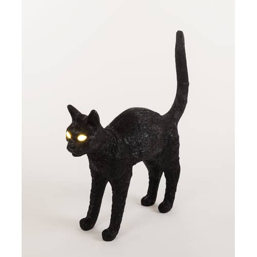 Lampe sans fil rechargeable Jobby the Cat plastique noir / L 46 x H 52 cm - Seletti - Noir - Résine