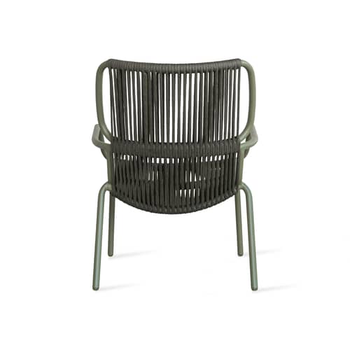 Ribbon Lounge Low armchair synthetic fiber green / Polypropylene rope - Vincent Sheppard - Dark green / Licken green - Polypropylene rope, Thermolacquered aluminium
