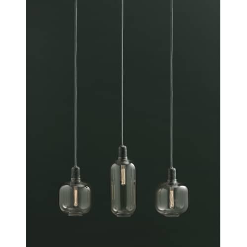 Pendelleuchte Amp Large glas stein gelb braun gold / Ø 11 x H 26 cm - Normann Copenhagen - Goldfarben / Marmor jadegrün - Glas, Marmor