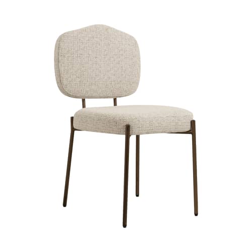 Sedia imbottita Mogan tessuto beige - NV GALLERY - Beige cappuccino / Metallo cioccolato - Ferro, Schiuma ad alta densità, Tessuto