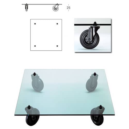 Table basse  verre transparent / Gae Aulenti, 1980 - 120 x 120 cm - Fontana Arte - 120 x 120 cm - Caoutchouc, Métal verni, Verre