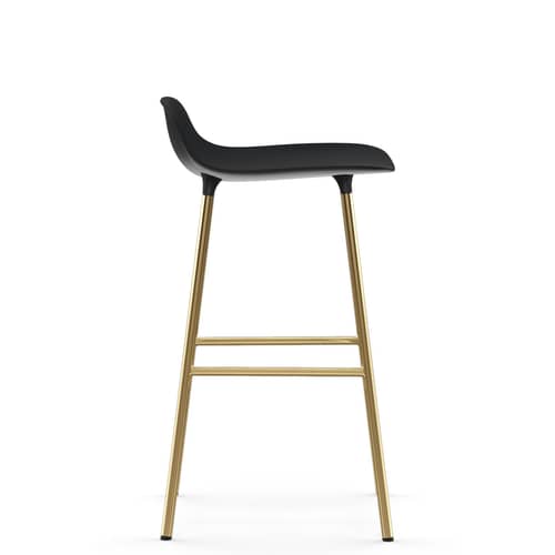 Tabouret de bar Form plastique noir / H 65 cm/ Modèle d\'exposition - Normann Copenhagen - Noir/ Laiton - Acier plaqué laiton, Polypropylène